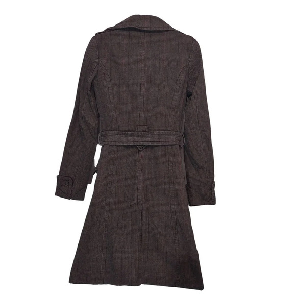 H&M Plaid Y2K Double Breasted Plaid Belt Tie And Pockets Trench Coat - Picture 2 of 16